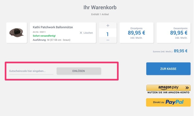 Wie löse ich einen Hutshopping Gutscheincode ein?